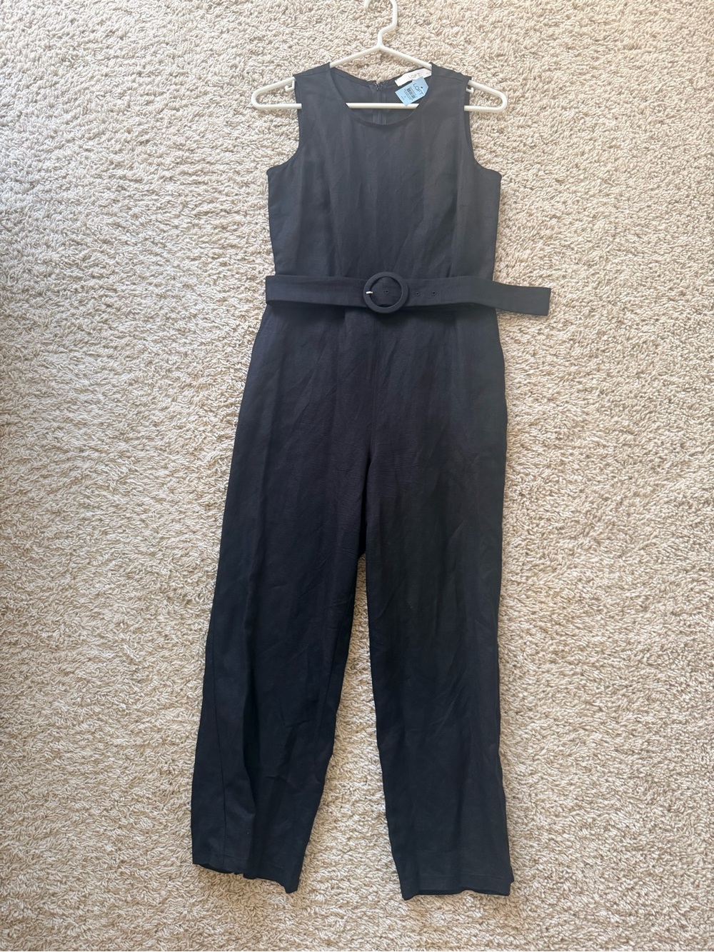 LOFT Black Sleeveless Linen Jumpsuit, Size 0 petite